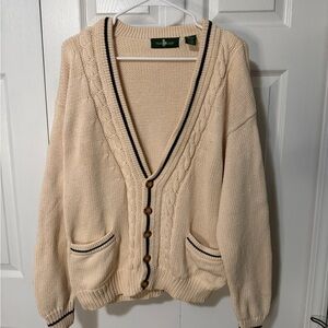 Vintage Hunt Club Cable Knit Varsity Cardigan – Oversized Women’s M